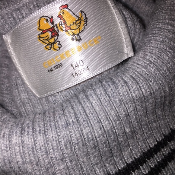 Gray Ribbed Turtleneck w/ Brown Striped Collar - Picture 3 of 6